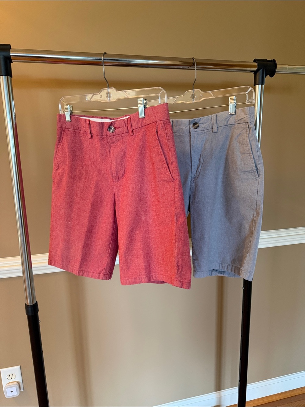 Men's Classic Cotton Blend Shorts - Red and Gray